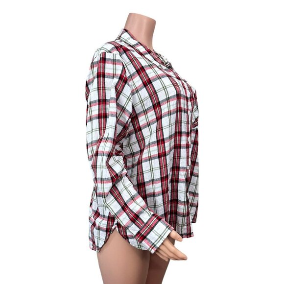 Time And Tru Women Flannel Red-White Button Down Shirt SZ XXL (20) - Picture 11 of 12